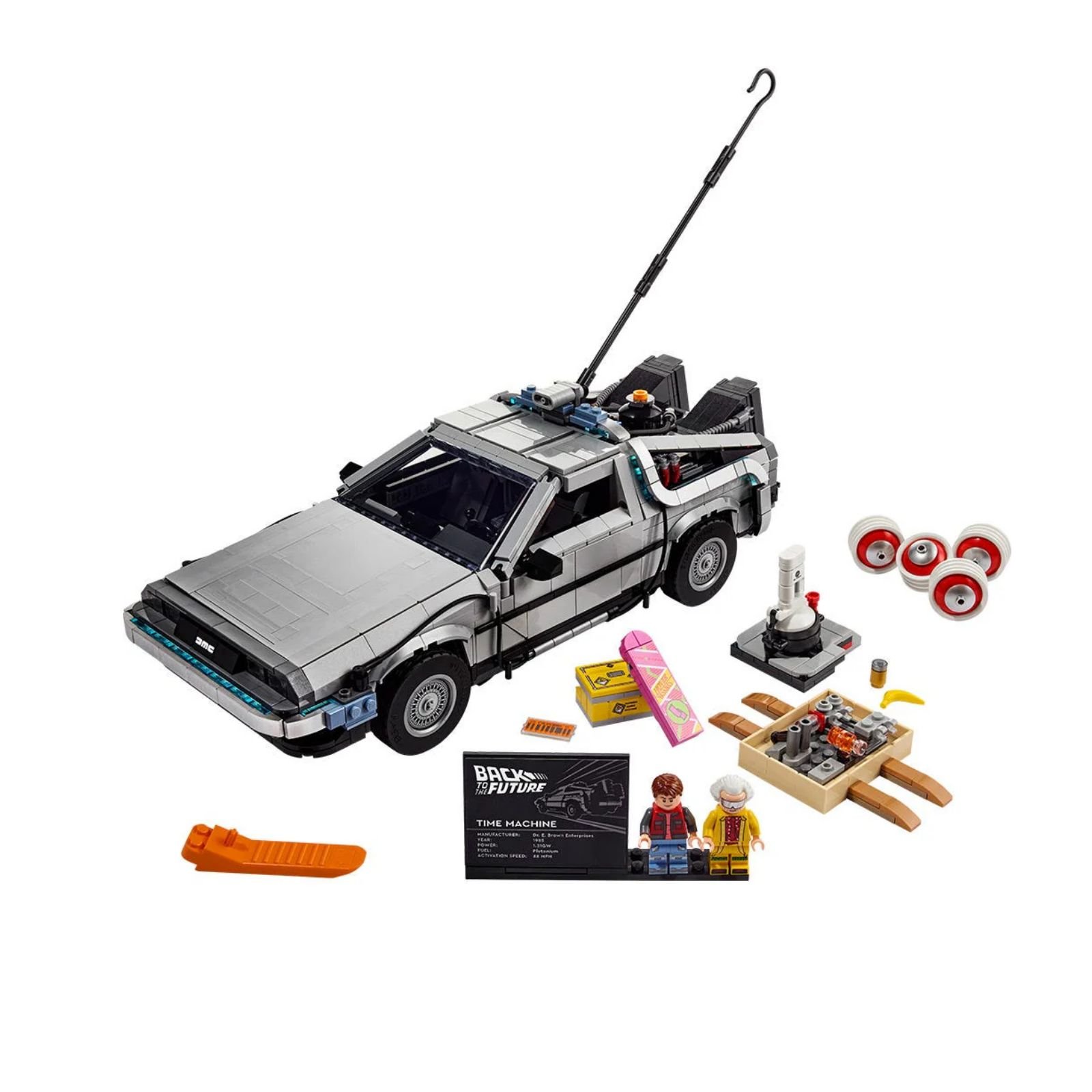 Auto a escala 1:8 DeLorean - Maquina del tiempo Technic | Kit de construcción de bloques de 1872 piezas