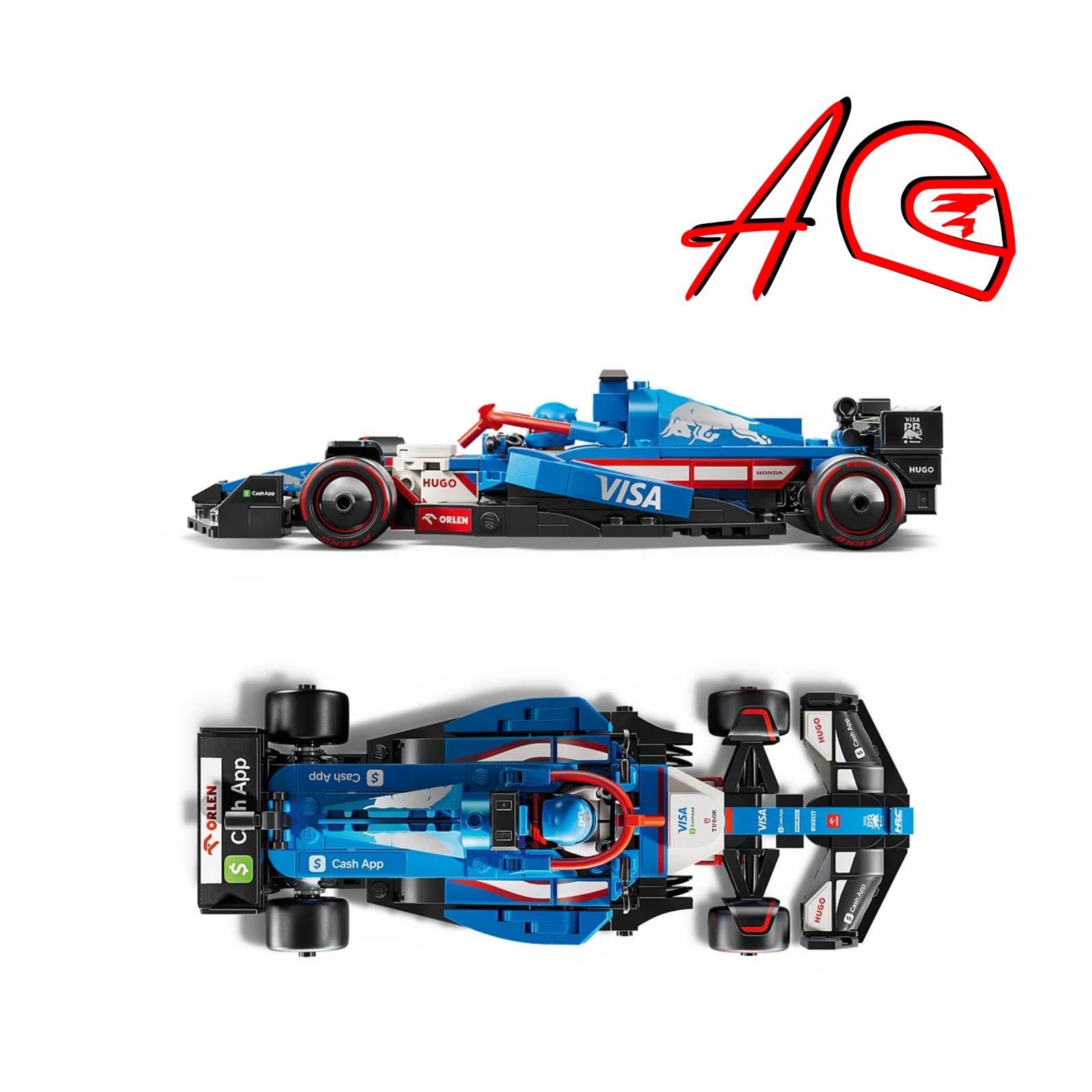 Auto lego F1 Visa Cash App RB VCarb a escala 1:25 | Kit de construcción de bloques de 250 piezas regalo ideal hombre navidad 2025