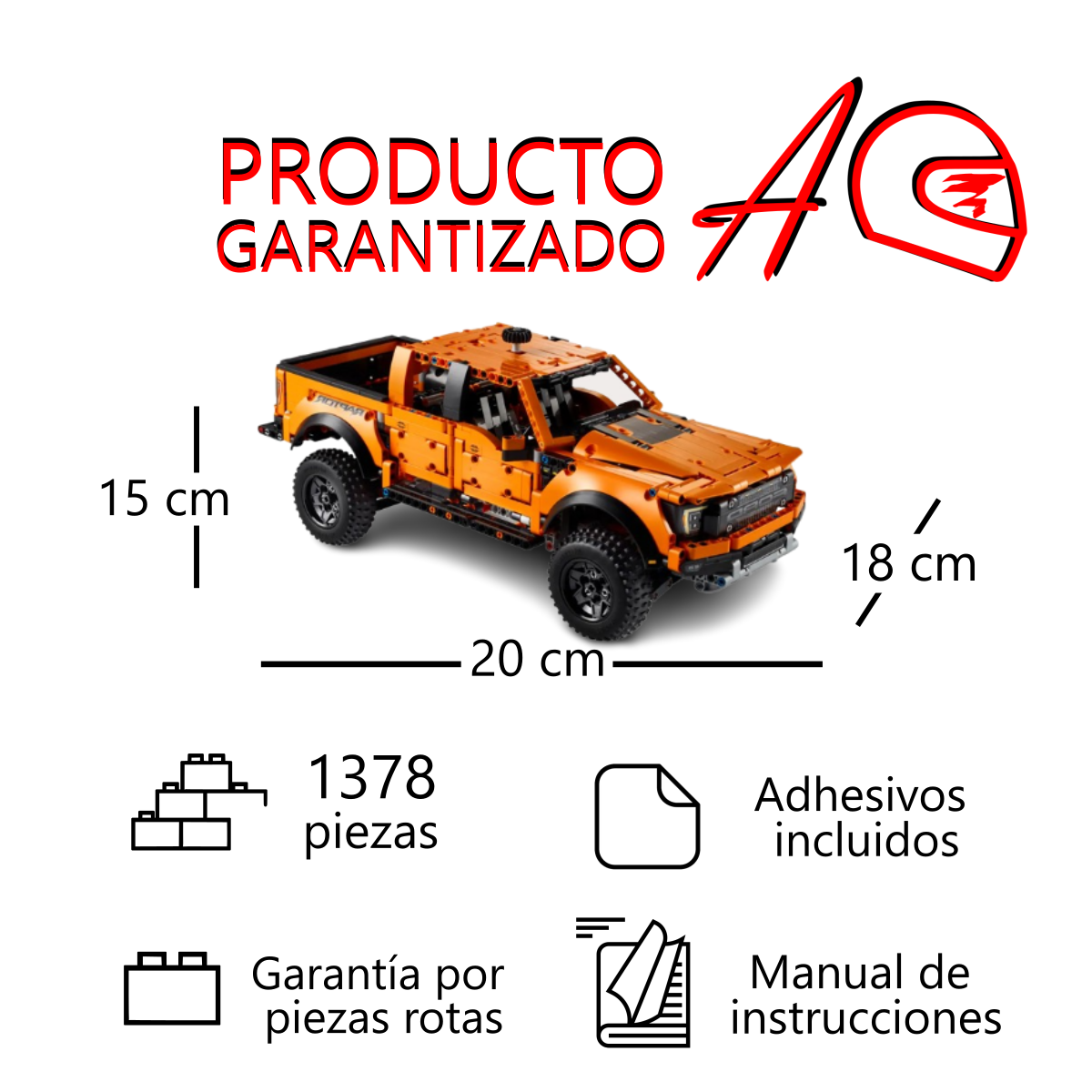 Auto a escala Camioneta Ford F-150 Raptor Technic | Kit de construcción de bloques de 1378 piezas regalo hombre ideal fanatico autos