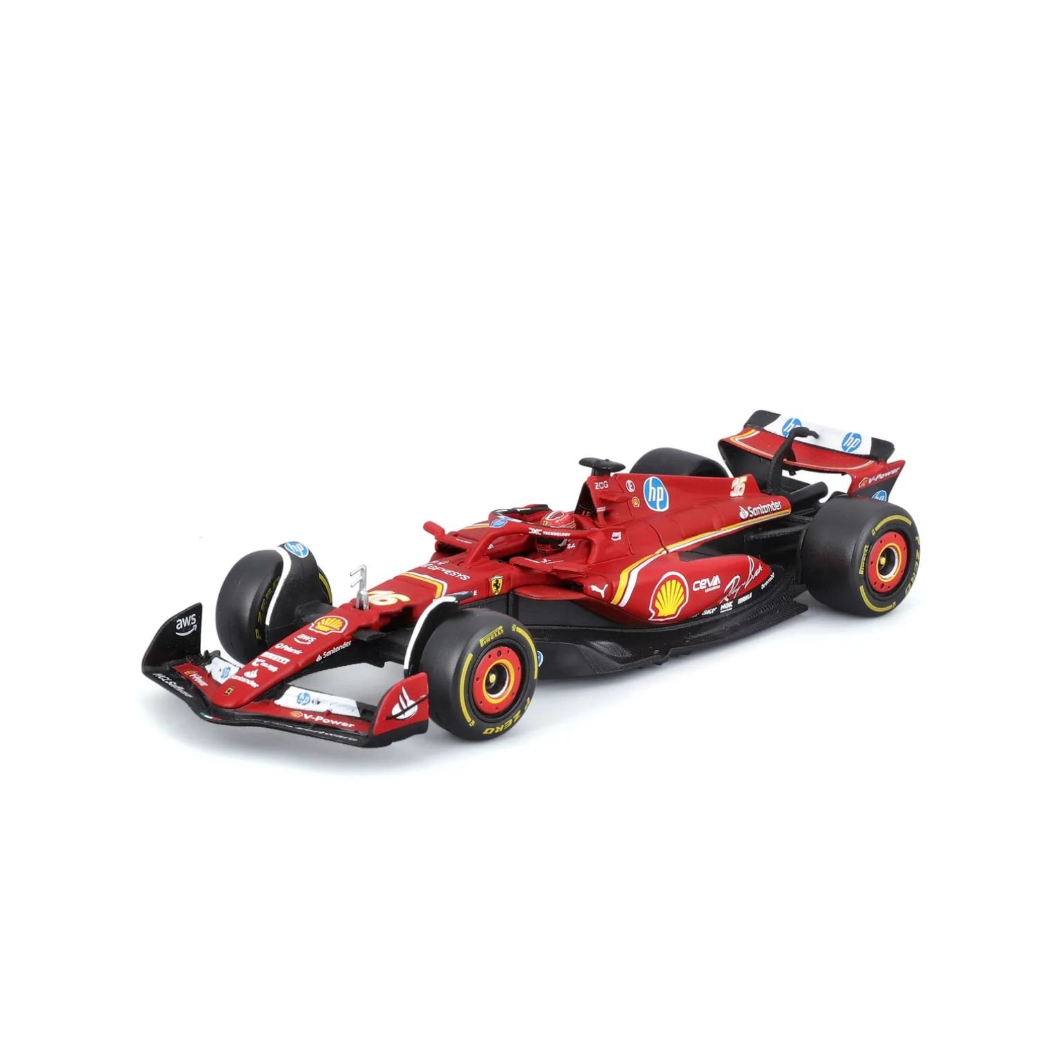 Bburago Auto F1 Ferrari SF24- N16 Charles Leclerc escala 1:43 | Diecast metálico en caja acrílica