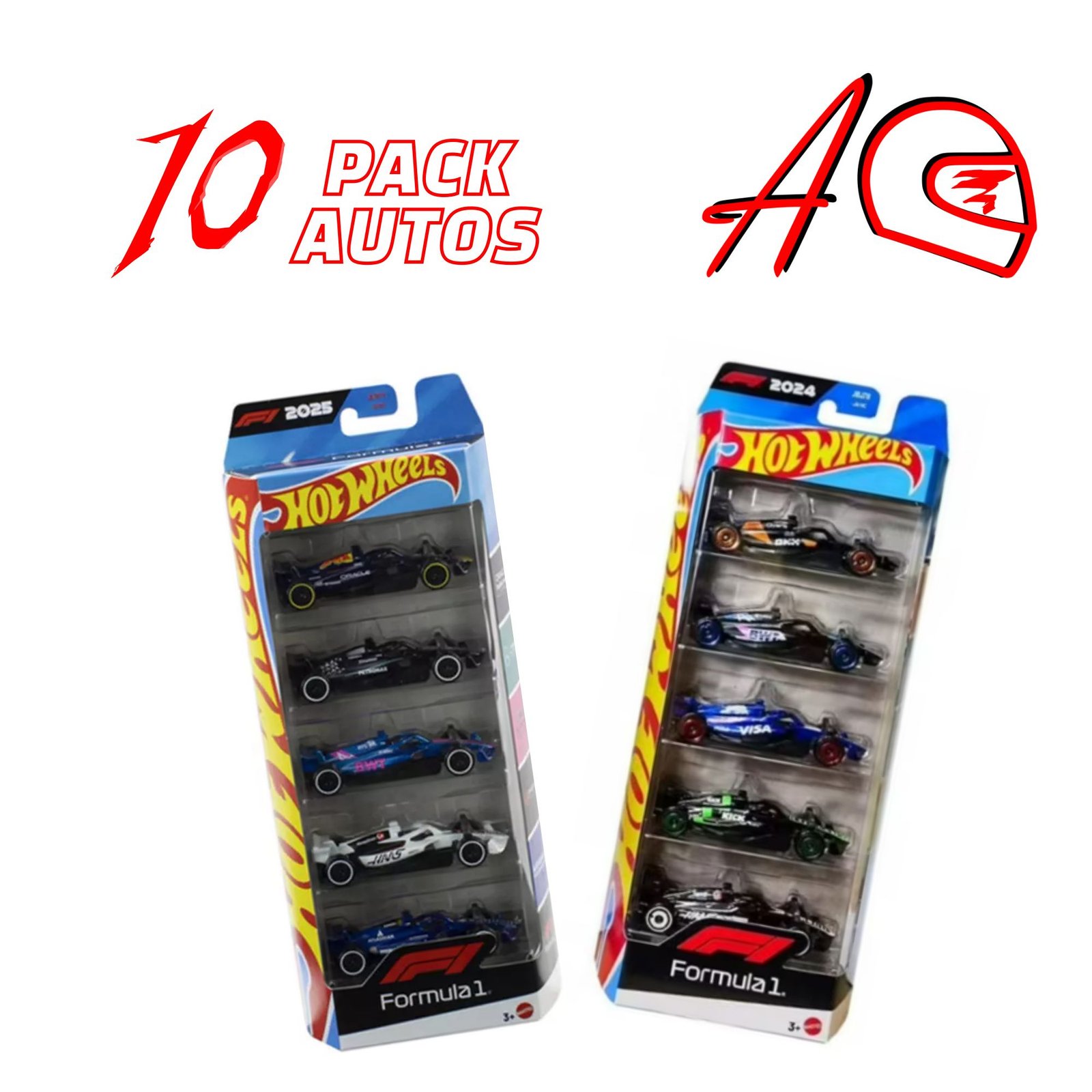 Promo Pack 10 Autos F1 1:64 - Hotwheels Edición 2024 y 2025