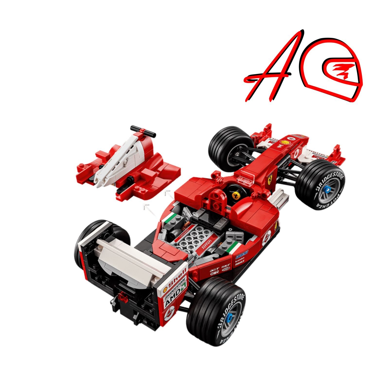 Auto F1 SF F2004 a escala 1:16 | Kit de bloques lego de 733 piezas con M. Schumacher