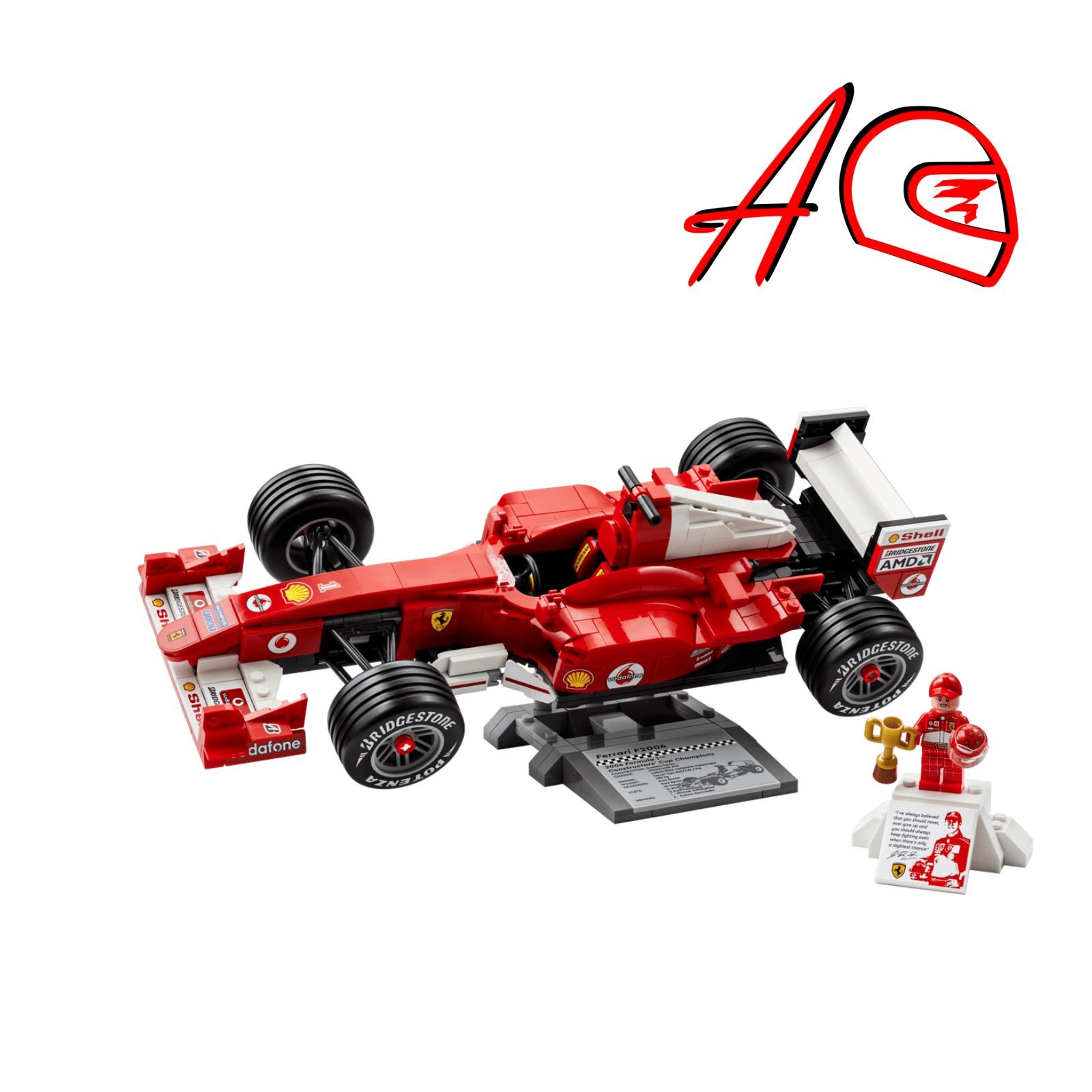 Auto F1 SF F2004 a escala 1:16 | Kit de bloques lego de 733 piezas con M. Schumacher