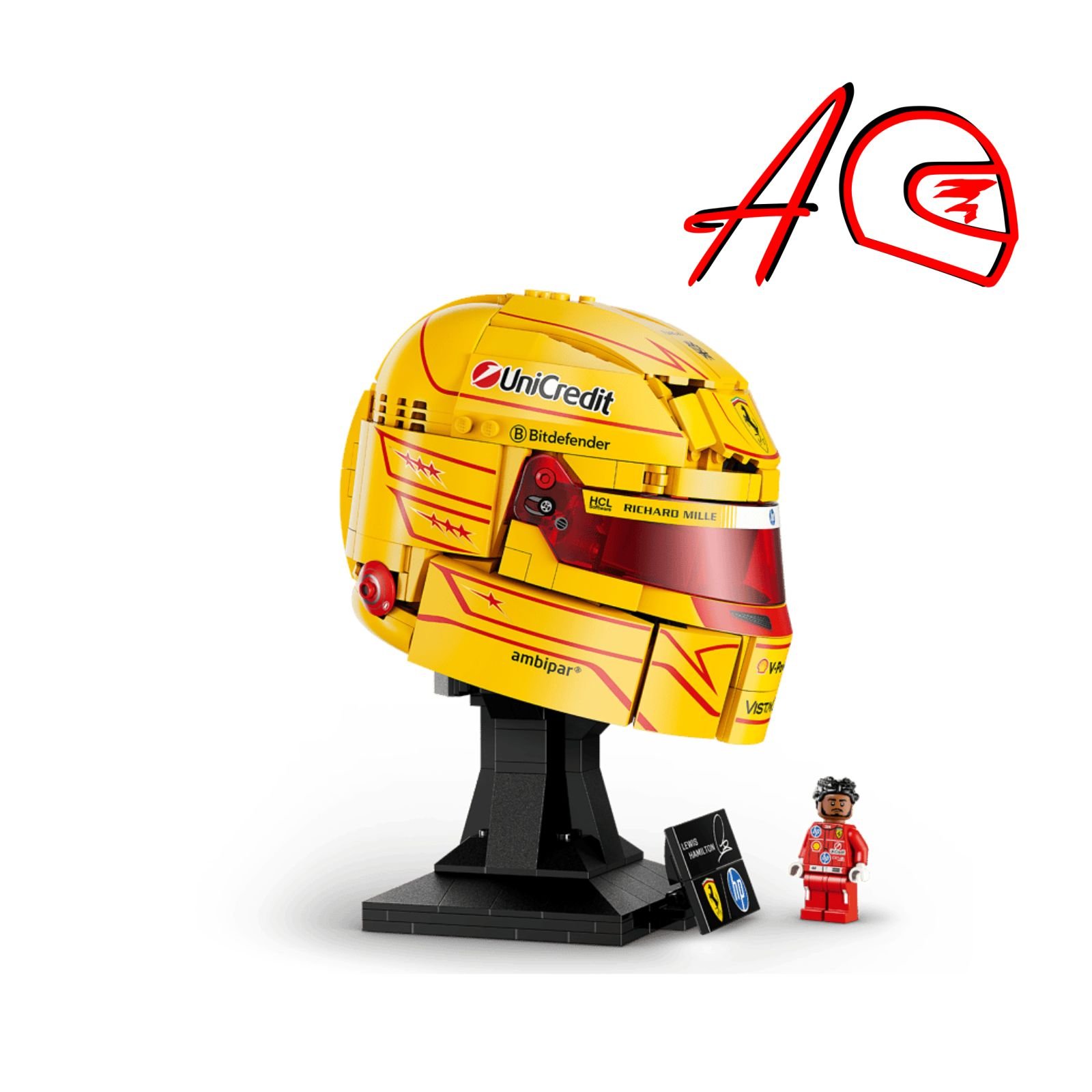 Casco piloto de Fórmula 1 Lewis Hamilton N44 | Kit de bloques de 883 piezas lego