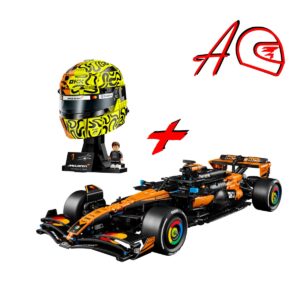 Promo Fan Lando Norris - Auto Fórmula 1 McLaren MCL39 escala 1:8 + Casco Numero 4 | 2 Kits de bloques