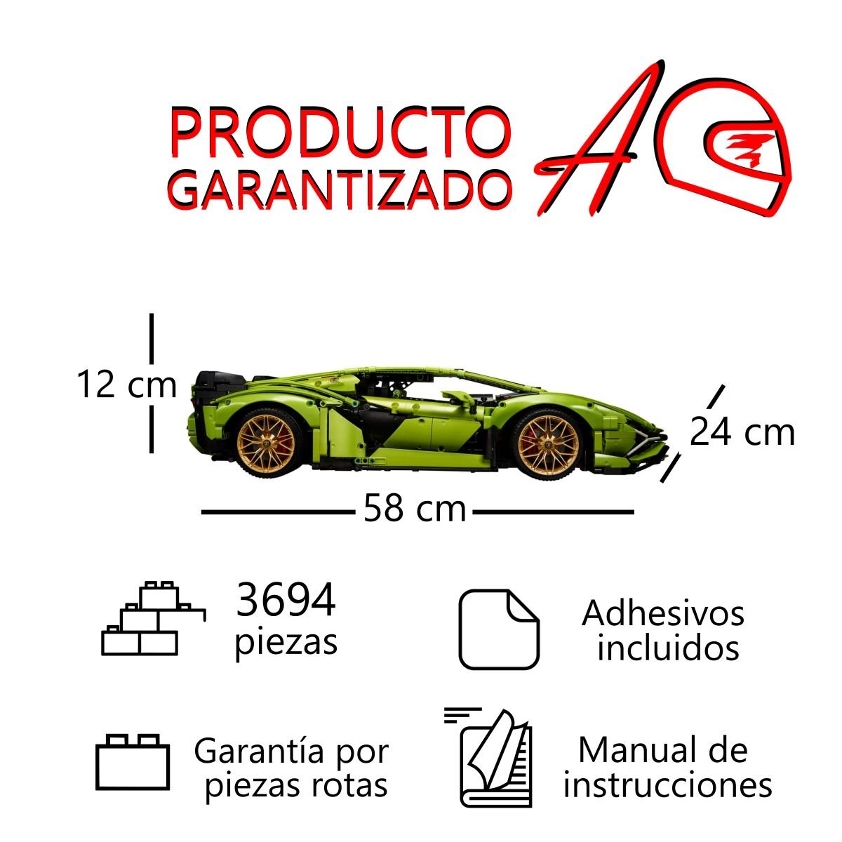 Auto a escala 1:8 Lamborghini Sian | Kit de construcción de bloques de 3694 piezas