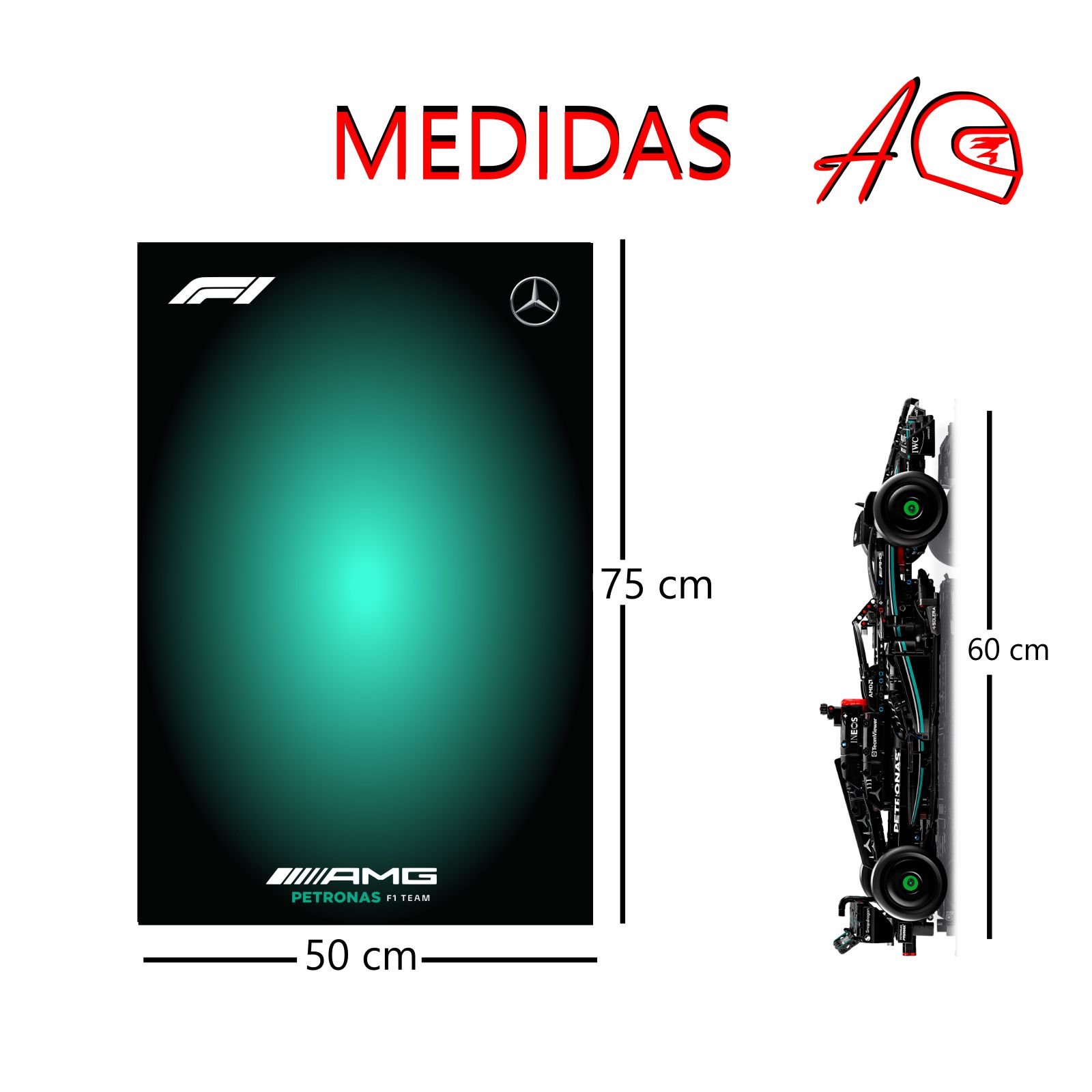 Cuadro mural decorativo para colgar auto Fórmula 1 Technic AMG Mercedes Benz Petronas F1